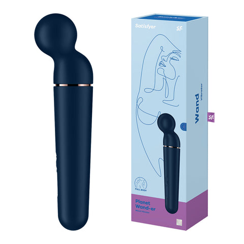 Satisfyer Planet Wand-er - Blue - Blue/Rose Gold USB Rechargeable Massager Wand - Image 1