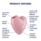 Satisfyer Cutie Heart - Light Pink - Light Pink USB Rechargeable Air Pulsation Stimulator with Vibration - Image 2