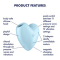 Satisfyer Cutie Heart - Blue - Blue USB Rechargeable Air Pulsation Stimulator with Vibration