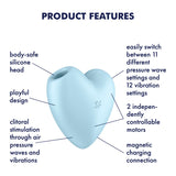 Satisfyer Cutie Heart - Blue - Blue USB Rechargeable Air Pulsation Stimulator with Vibration - Image 2