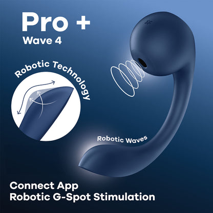 Satisfyer Pro+ Wave 4 - Blue USB Rechargeable Vibrator with Air Pulse Stimulation and App Control