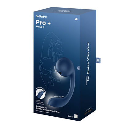 Satisfyer Pro+ Wave 4 - Blue USB Rechargeable Vibrator with Air Pulse Stimulation and App Control