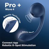 Satisfyer Pro+ Wave 4 - Blue USB Rechargeable Vibrator with Air Pulse Stimulation and App Control - Image 1