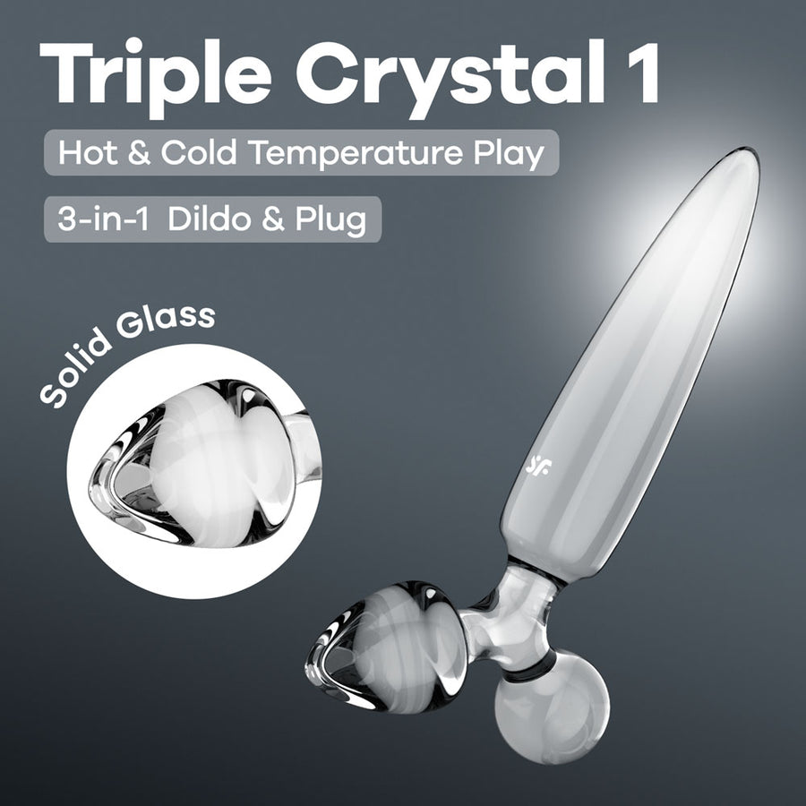 Satisfyer Triple Crystal 1 - Clear - Clear Glass 3-in-1 Butt Plug