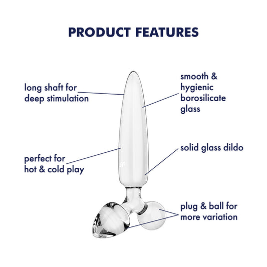 Satisfyer Triple Crystal 1 - Clear - Clear Glass 3-in-1 Butt Plug