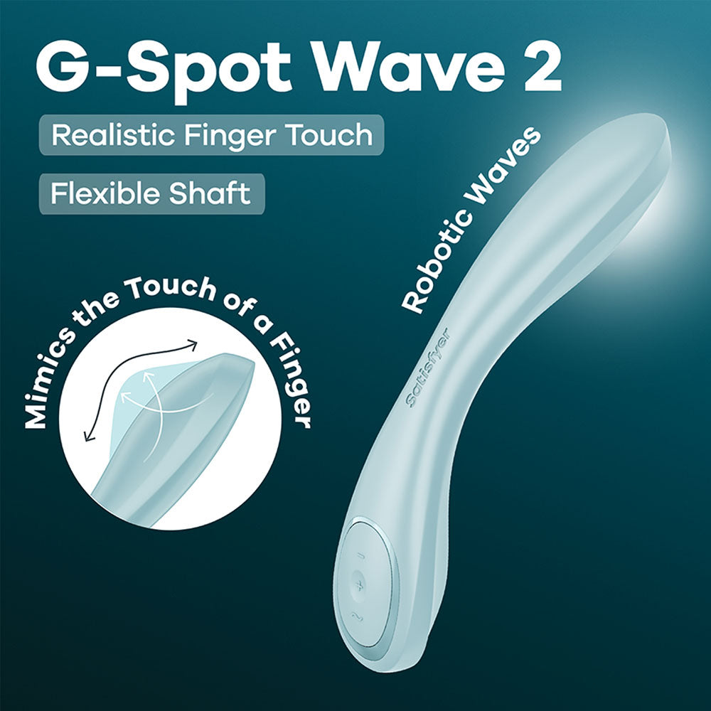 Satisfyer G-Spot Wave 2 - Ice Blue - Ice Blue 23.6 cm USB Rechargeable Flicking Tip Vibrator