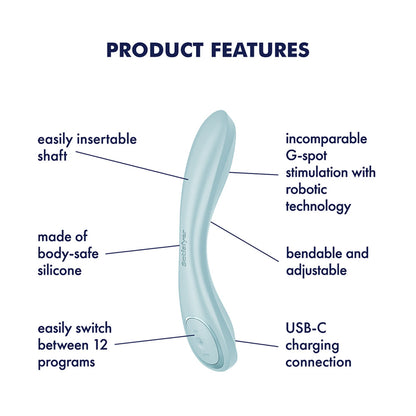 Satisfyer G-Spot Wave 2 - Ice Blue 23.6 cm Flicking Tip Vibrator