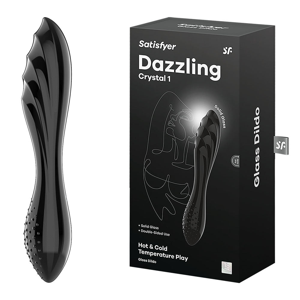 Satisfyer Dazzling Crystal 1 Glass Double Ended Dildo - Black