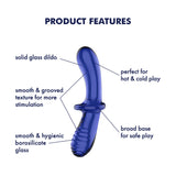 Satisfyer Double Crystal - Blue - Blue Glass Double Ended Dildo - Image 3