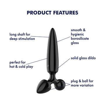 Satisfyer Triple Crystal 1 - Black - Black Glass 3-in-1 Butt Plug