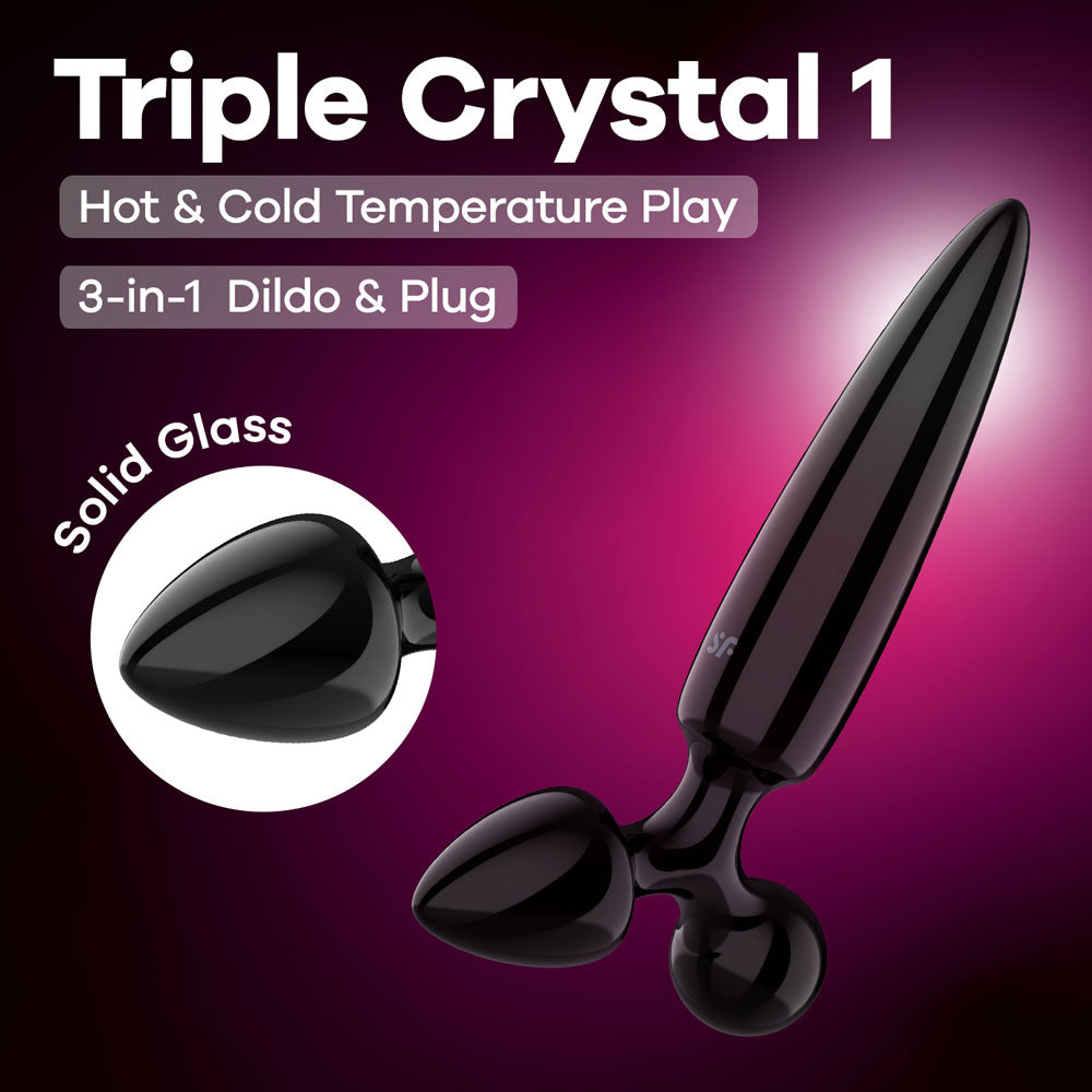 Satisfyer Triple Crystal 1 Glass 3-in-1 Butt Plug - Black