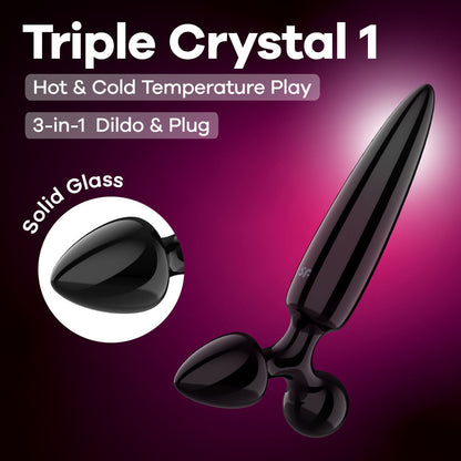 Satisfyer Triple Crystal 1 Glass 3-in-1 Butt Plug - Black
