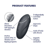 Satisfyer Tap & Climax 1 - Grey - Grey USB Rechargeable Pulsing Stimulator