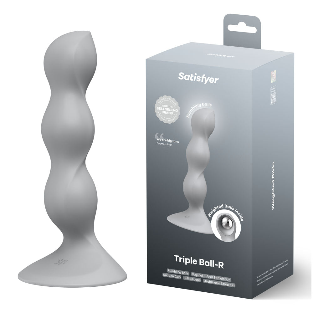 Satisfyer Triple Ball-R 18 cm Beaded and Weighted Dildo - Grey