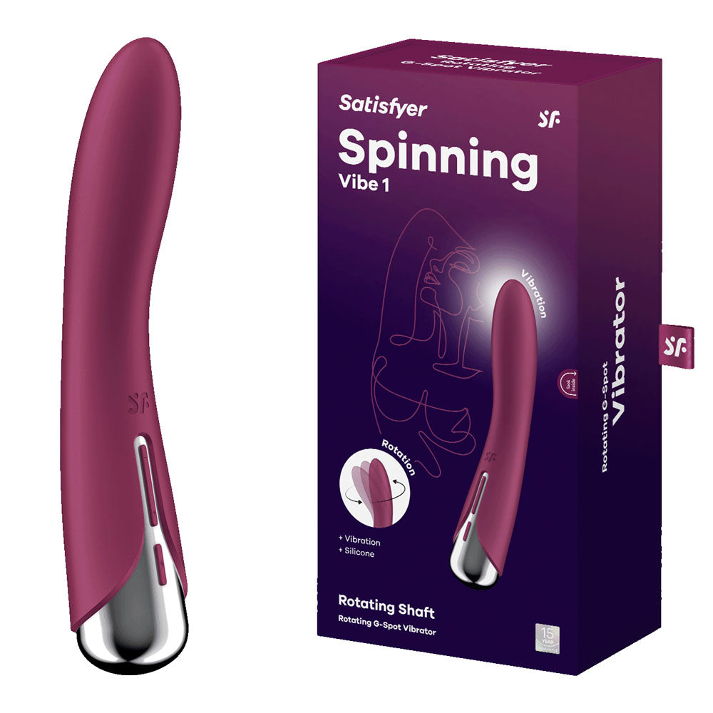 Satisfyer Spinning Vibe 1 17.8 cm USB Rechargeable Rotating Vibrator - Red