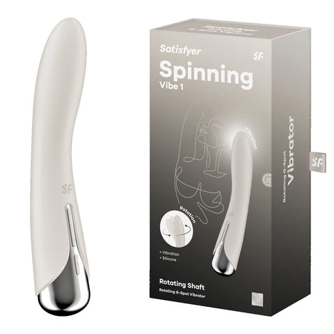 Satisfyer Spinning Vibe 1 - Beige - Beige 17.8 cm USB Rechargeable Rotating Vibrator - Image 1