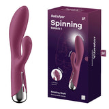 Satisfyer Spinning Rabbit 1 - Red - Red 20 cm USB Rechargeable Rotating Rabbit Vibrator - Image 1