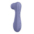 Purple handheld electronic device on a white background