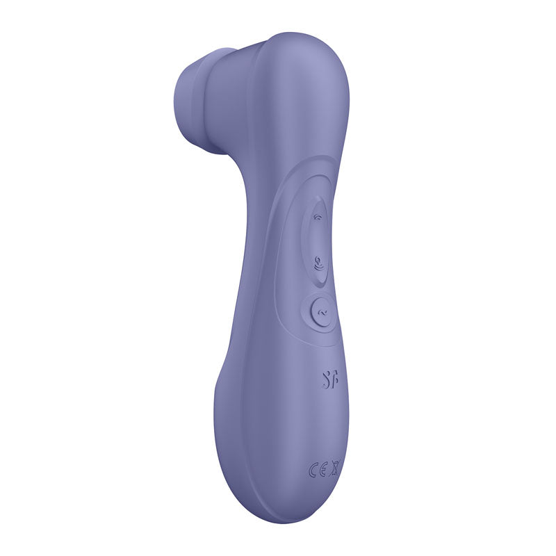 Purple handheld electronic device on a white background