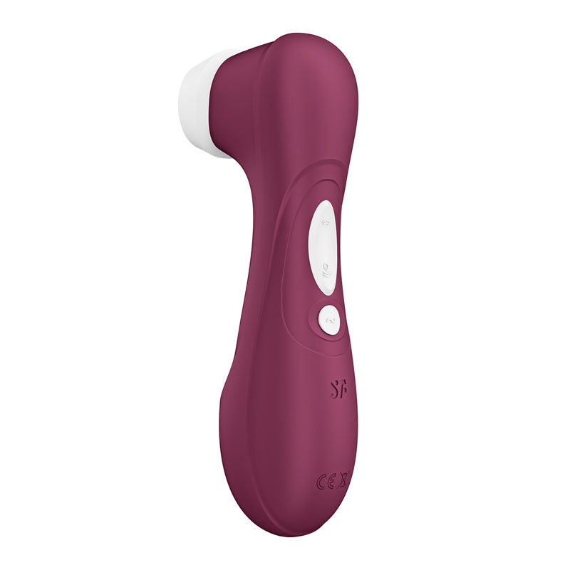Purple handheld electronic device with white accents on a white background