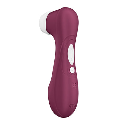 Purple handheld electronic device with white accents on a white background