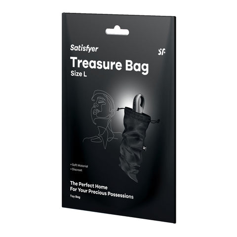 Satisfyer Treasure Bag Large - Black - Black Large Toy Storage Bag - Image 1