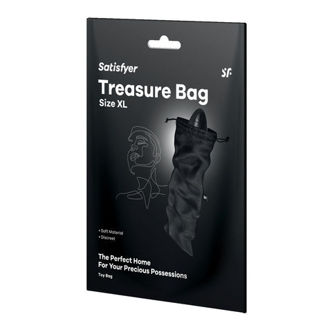 Satisfyer Treasure Bag XLarge - Black - Black XL Toy Storage Bag - Image 1