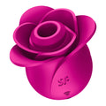 Pink rose-shaped device with a brand logo on a white background