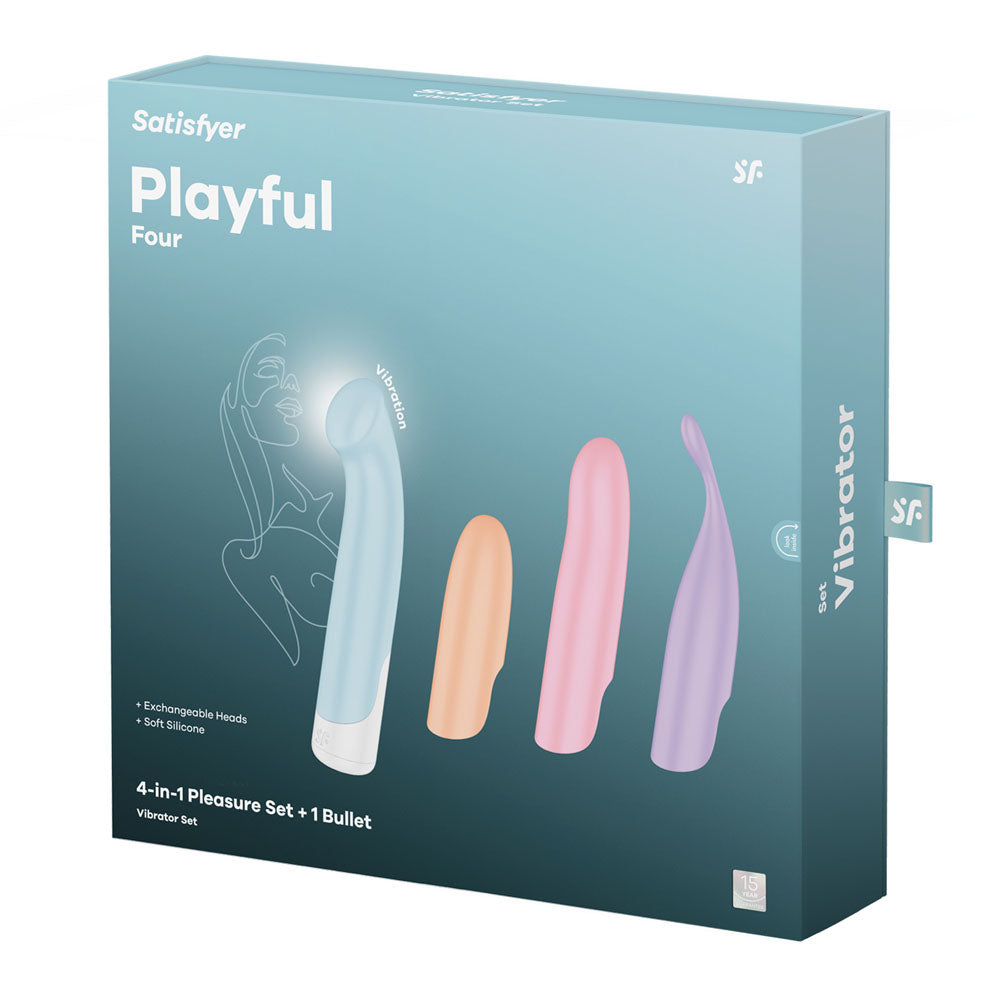 Satisfyer Playful Four - USB Rechargeable Vibrator with 4 Interchangeable