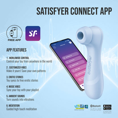 Satisfyer Pro 2 Generation 4 - Serene Blue - Blue Touch-Free USB-C Rechargeable Clitoral Stimulator with App Control
