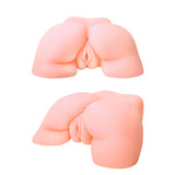 Two peach-colored silicone butt plugs on a white background