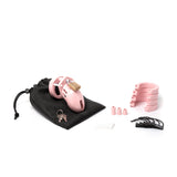 CB-6000S Chastity Cock Cage Kit - Pink - Pink 2.5 Inch Cock Cage Kit - Image 6