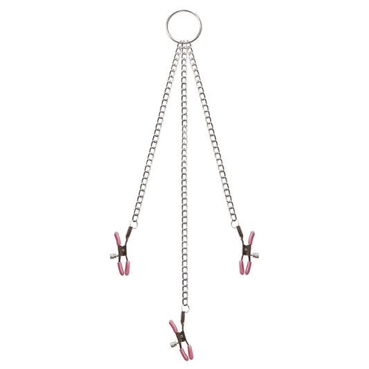 Adam & Eve Chain Me Up Kink Clamps - Metal Nipple and Clitoral Chain
