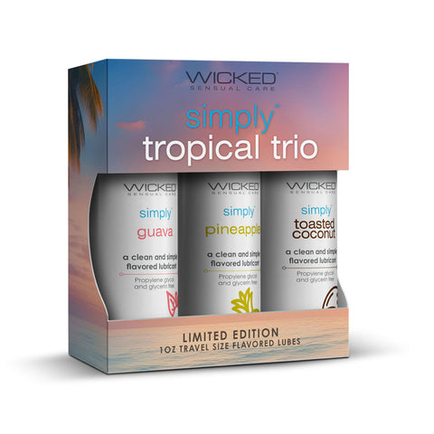 Wicked Simply Tropical Trio - Flavoured Water Based Lubricants - Set of 3 x 30 ml Bottles - Image 1