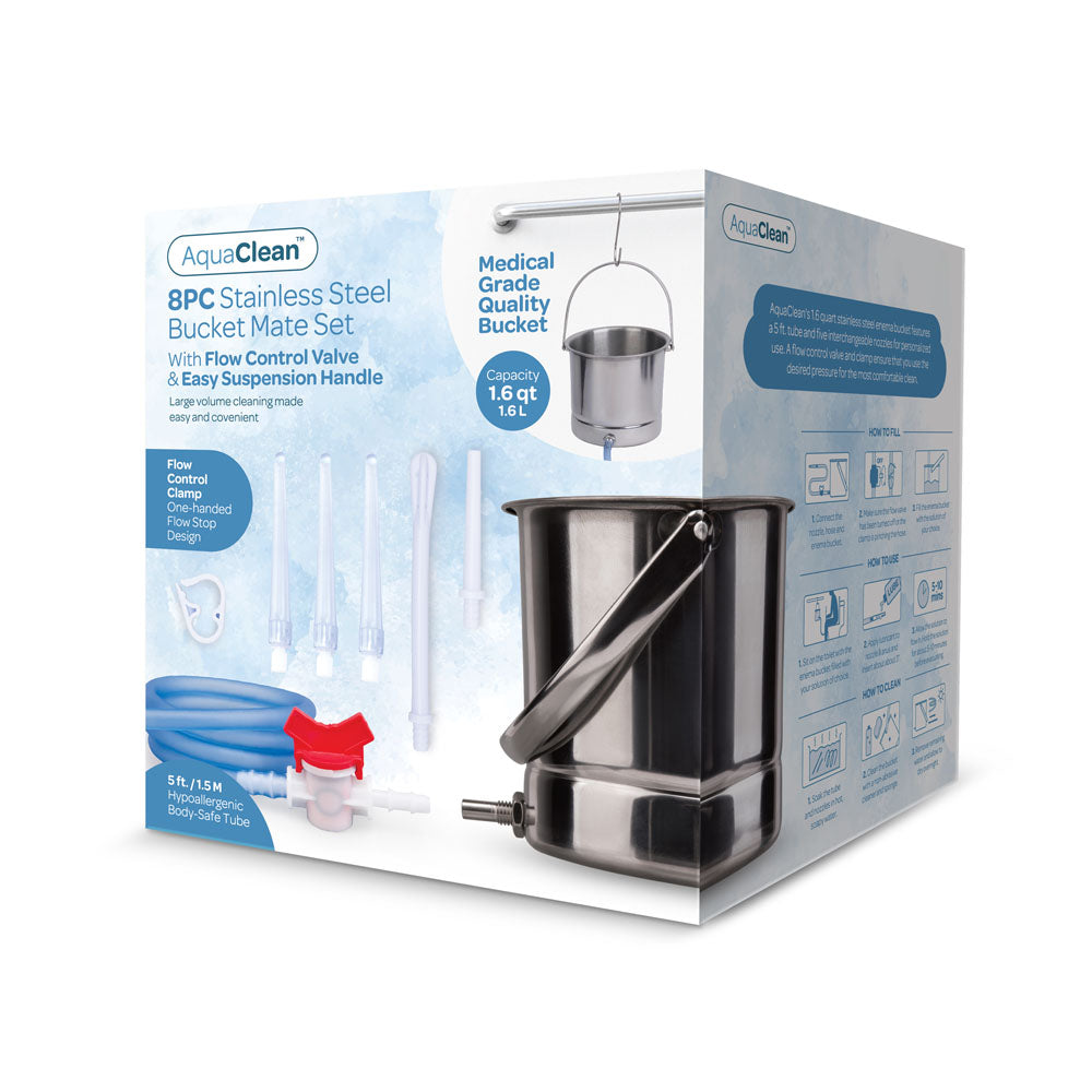 AquaClean 8PC Stainless Steel Bucket Mate Set - Cleansing Kit - 8