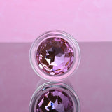 Adam & Eve PINK GEM GLASS PLUG MEDIUM - Clear Glass 8.7 cm Butt Plug with Pink Gem Base - Image 4