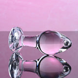Adam & Eve PINK GEM GLASS PLUG MEDIUM - Clear Glass 8.7 cm Butt Plug with Pink Gem Base - Image 5