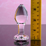 Adam & Eve PINK GEM GLASS PLUG MEDIUM - Clear Glass 8.7 cm Butt Plug with Pink Gem Base - Image 7
