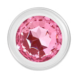 Adam & Eve PINK GEM GLASS PLUG MEDIUM - Clear Glass 8.7 cm Butt Plug with Pink Gem Base - Image 9