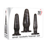 Adam & Eve ANAL ROCKETS TRAINER SET - Black Butt Plugs - Set of 3 Sizes - Image 1