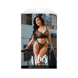 VIBES BADDIE Longline Bralette & Panty - M/L - Black - M/L Size - Image 3