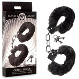 Master Series Cuffed in Fur - Black Fluffy Handcuffs - Image 1