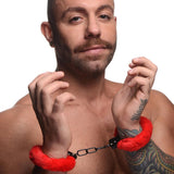 Master Series Cuffed in Fur - Red Fluffy Handcuffs - Image 3
