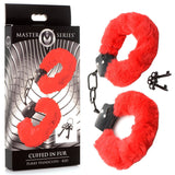 Master Series Cuffed in Fur - Red Fluffy Handcuffs - Image 1