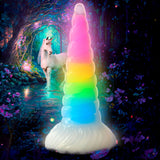 Creature Cocks Uni-Glow - Glow in Dark Rainbow 19.5 cm Unicorn Fantasy Dildo - Image 2