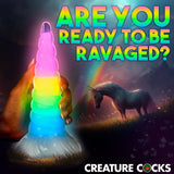 Creature Cocks Uni-Glow - Glow in Dark Rainbow 19.5 cm Unicorn Fantasy Dildo - Image 4