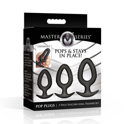 Master Series Pop Plugs - Black Anal Plug Trainer Set - Set of 3 Sizes