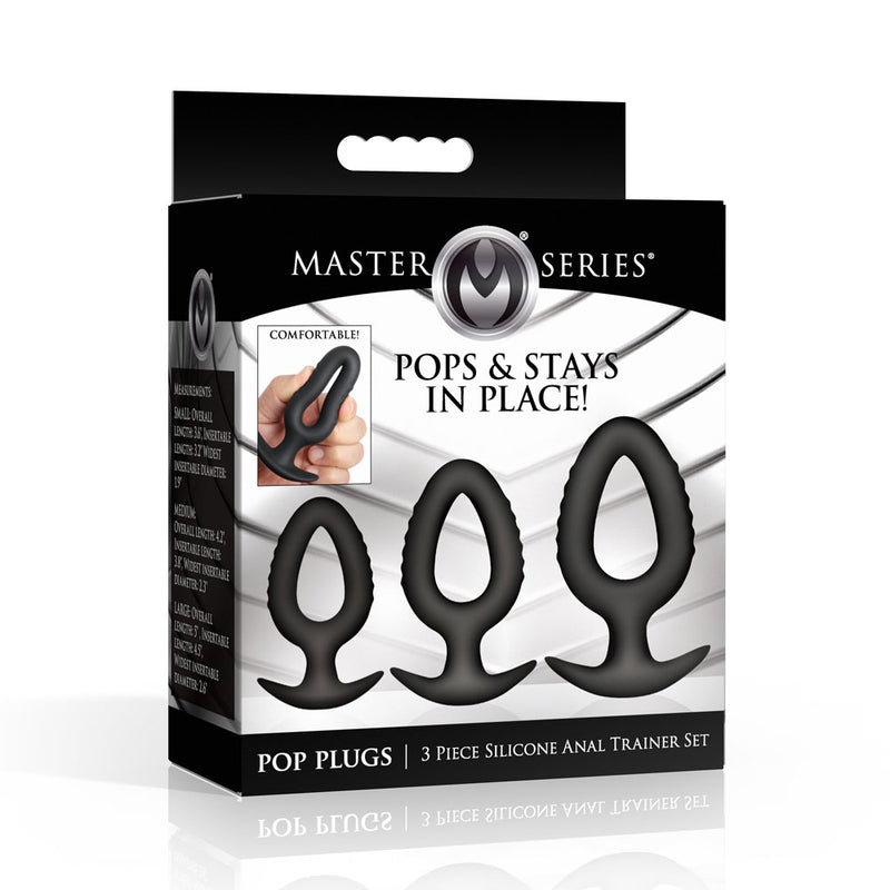 Master Series Pop Plugs - Black Anal Plug Trainer Set - Set of 3 Sizes