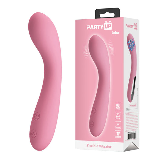 Party Up JOHN Flexible Vibe - Pink 16 cm USB Rechargeable Vibrator