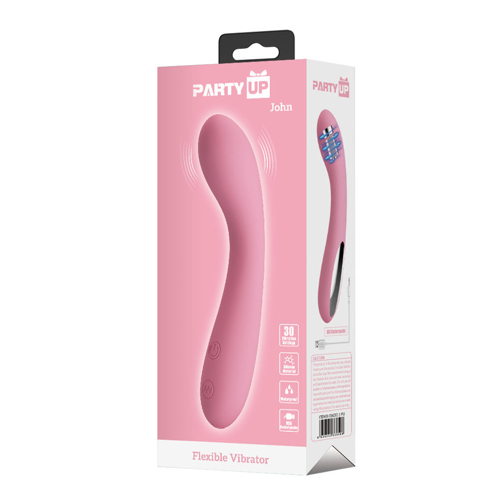 Party Up JOHN Flexible Vibe - Pink 16 cm USB Rechargeable Vibrator